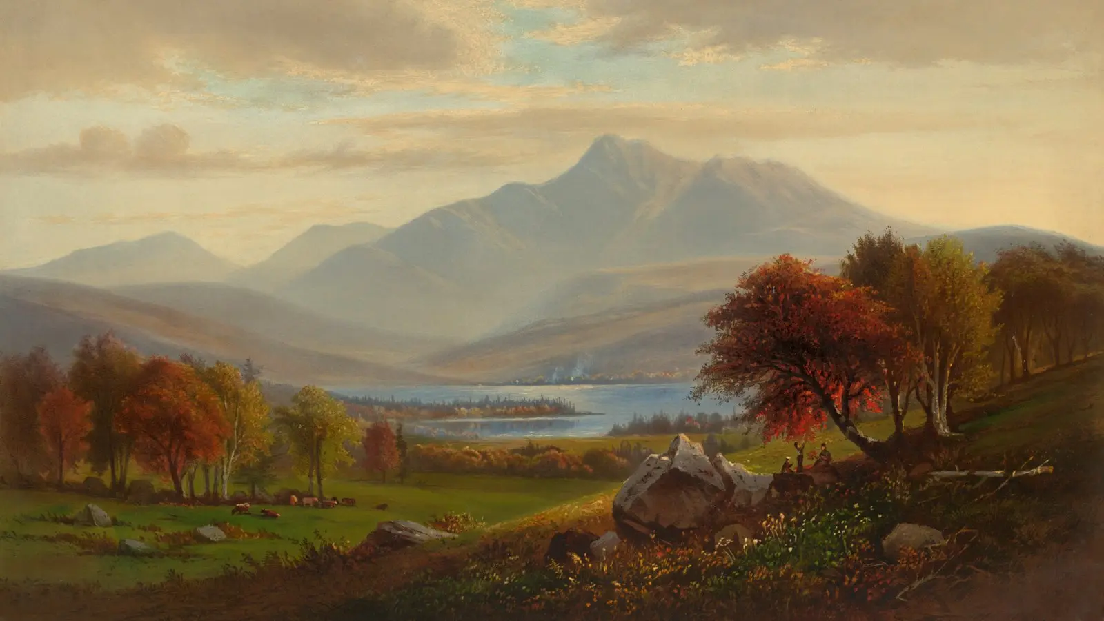 Benjamin Champney’nin dağ, göl ve sonbahar ağaçlarından oluşan 19. yüzyıl manzara resmi