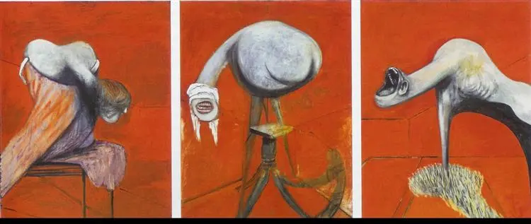 Francis Bacon, Çarmıhın Dibindeki Figürler için Üç Çalışma (1944)