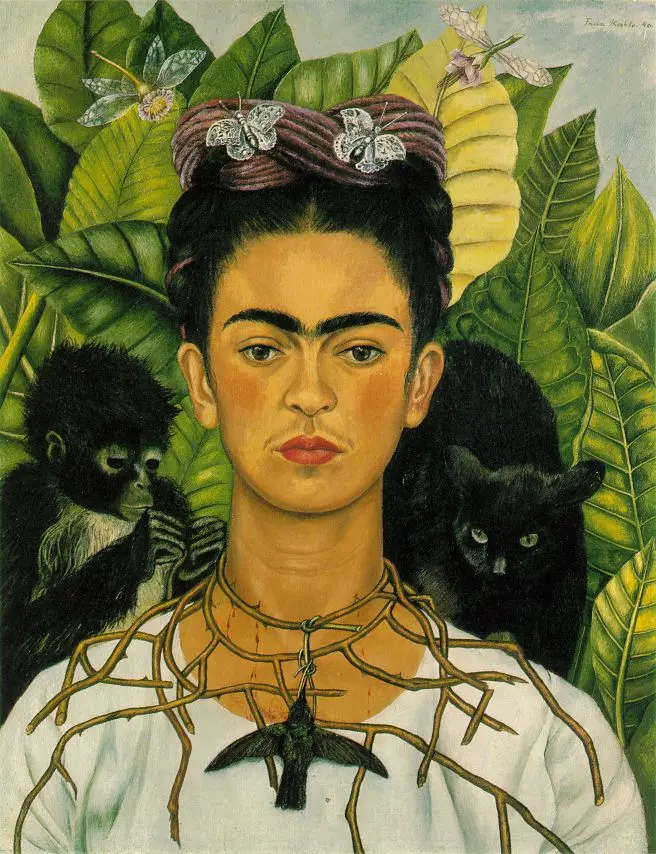 Frida Kahlo, Dikenli Kolye ve Sinekkuşlu Otoportre (1940)