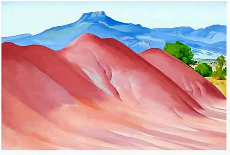 Georgia O’Keeffe, Kırmızı Tepeler ve Pedernal (1936)