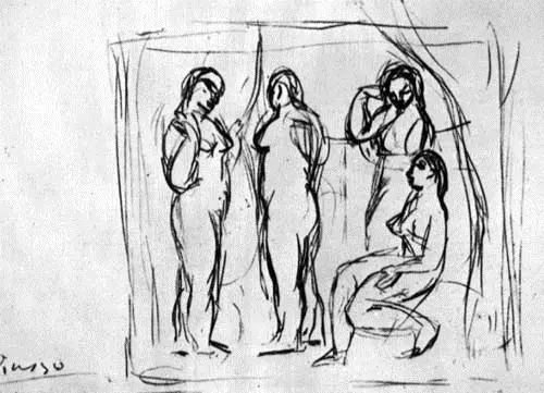 Pablo Picasso, Avignonlu Kızlar için çalışma (1906–1907)