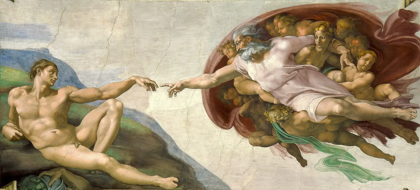 Michelangelo’nun Sistina Şapeli tavanındaki Âdem’in Yaratılışı freskinde Tanrı’nın ve Âdem’in birbirine uzanan elleri